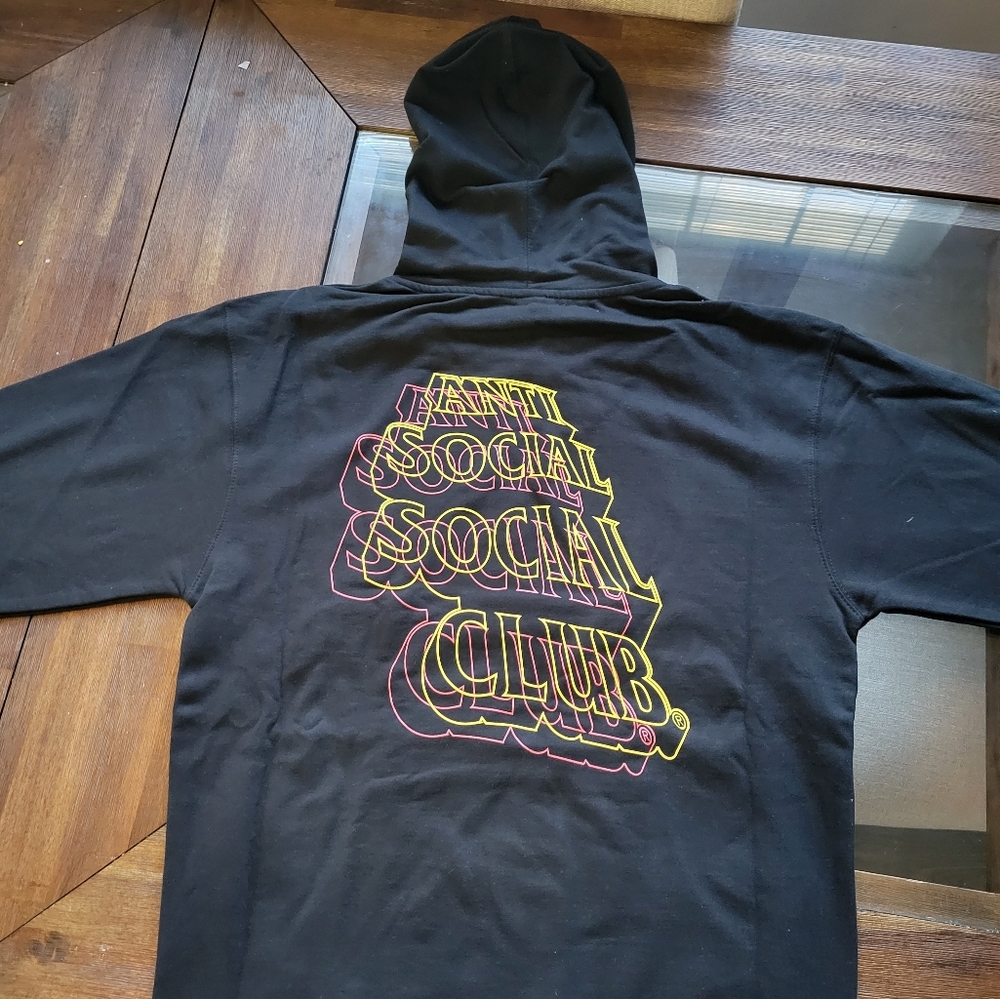 Anti social social club neon lights and a lot of rain hoodie